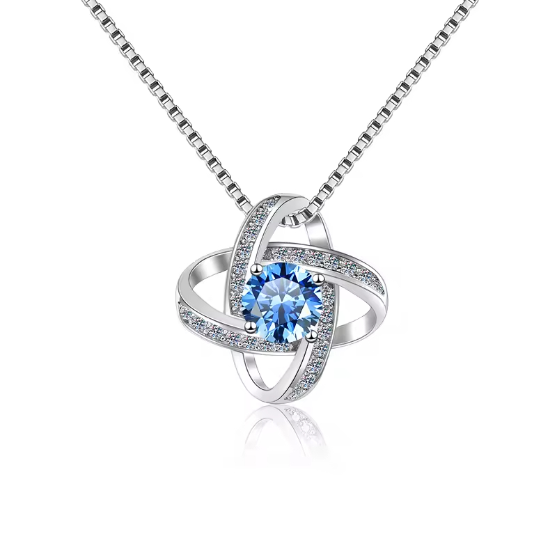 Dây Chuyền ESME ESHK033B Kim Cương Đá Moissanite Bạc 925 Xi Kim 5 lớp