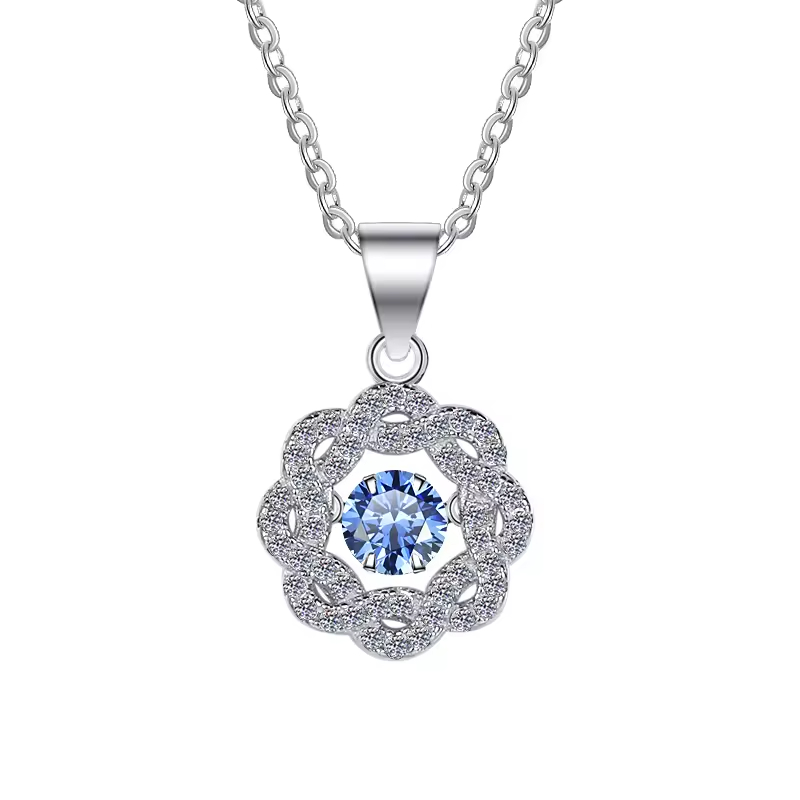 Dây Chuyền ESME ESHK017B Kim Cương Đá Moissanite Bạc 925 Xi Kim 5 lớp