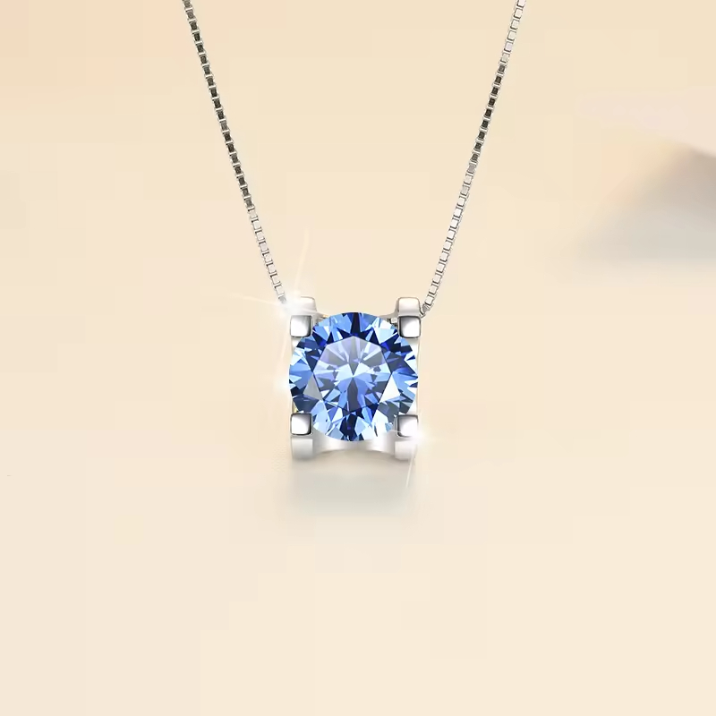 Dây Chuyền ESME ESHK002B Kim Cương Đá Moissanite Bạc 925 Xi Kim 5 lớp