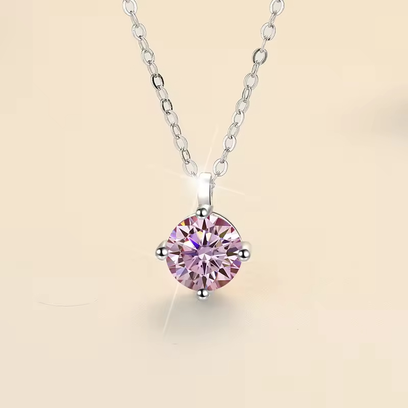 Dây Chuyền ESME ESHK006P Kim Cương Đá Moissanite Bạc 925 Xi Kim 5 lớp