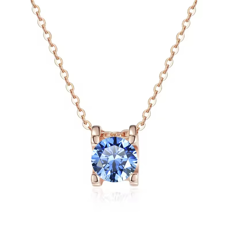 Dây Chuyền ESME ESHK019B Kim Cương Đá Moissanite Bạc 925 Xi Kim 5 lớp