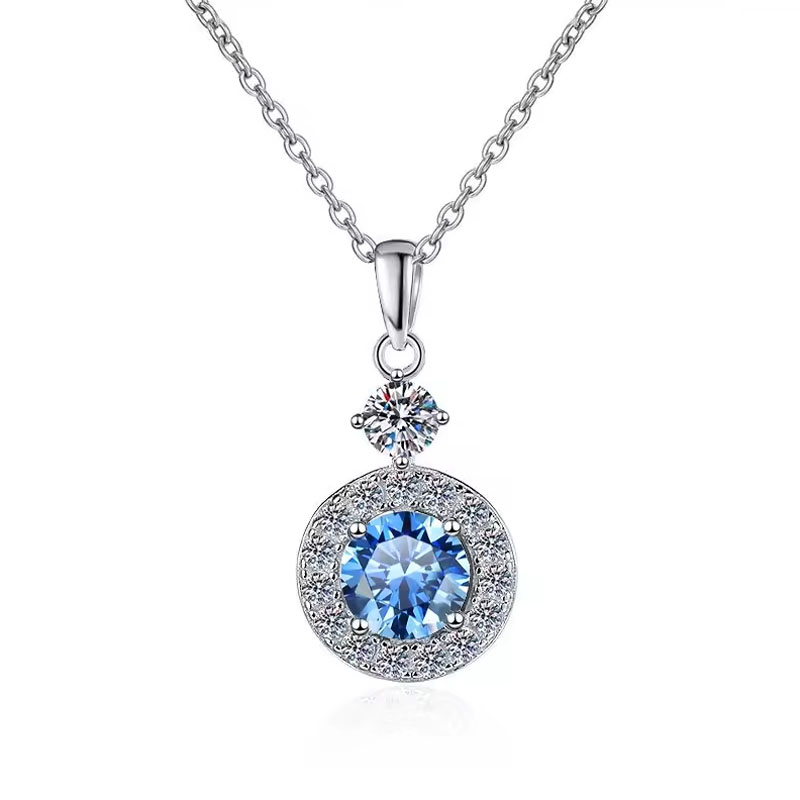 Dây Chuyền ESME ESHK022BL Kim Cương Đá Moissanite Bạc 925 Xi Kim 5 lớp