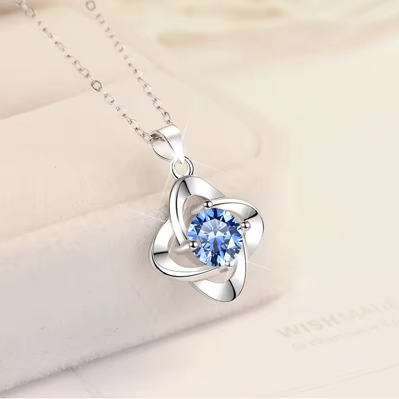 Dây Chuyền ESME ESHK012B Kim Cương Đá Moissanite Bạc 925 Xi Kim 5 lớp