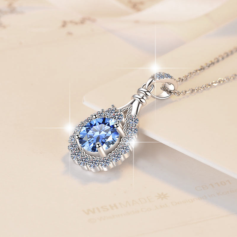 Dây Chuyền ESME ESHK026B Kim Cương Đá Moissanite Bạc 925 Xi Kim 5 lớp