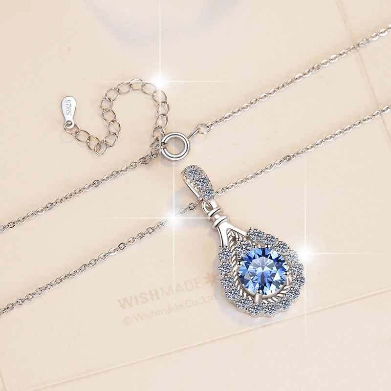 Dây Chuyền ESME ESHK026B Kim Cương Đá Moissanite Bạc 925 Xi Kim 5 lớp
