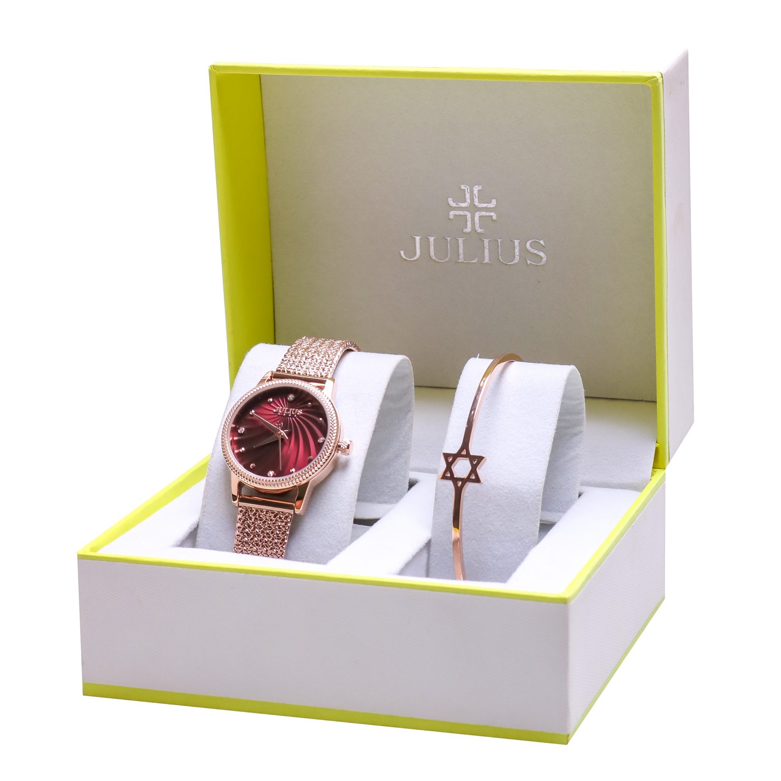 Đồng Hồ Nữ JA-1219C Julius Hàn Quốc Dây Thép (Mặt Đỏ)