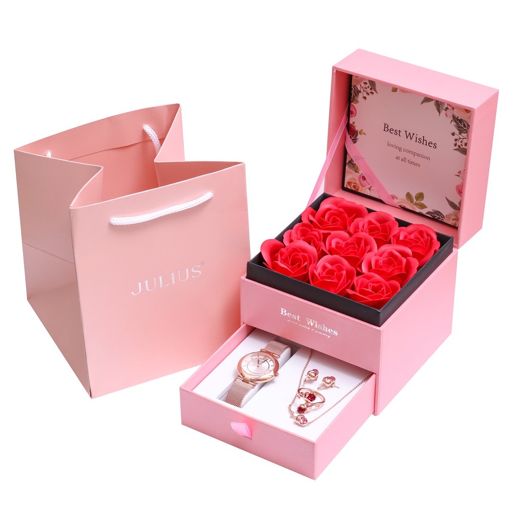 Combo Đồng Hồ Nữ JS-028B Julius Hàn Quốc + Nữ Trang ESME ES141