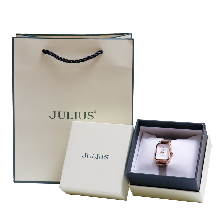 Đồng Hồ Nữ JA-951F Julius Hàn Quốc Dây Da  (Xám)