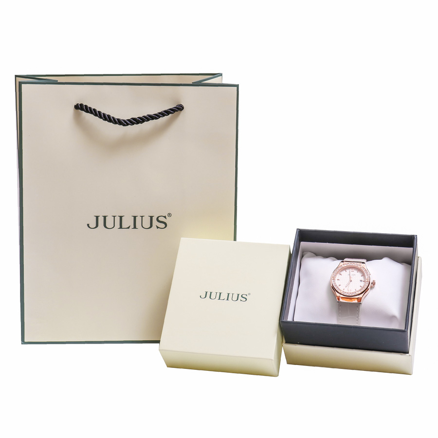 Đồng Hồ Nữ JA-1395C Julius Hàn Quốc Dây Da (Trắng kem)