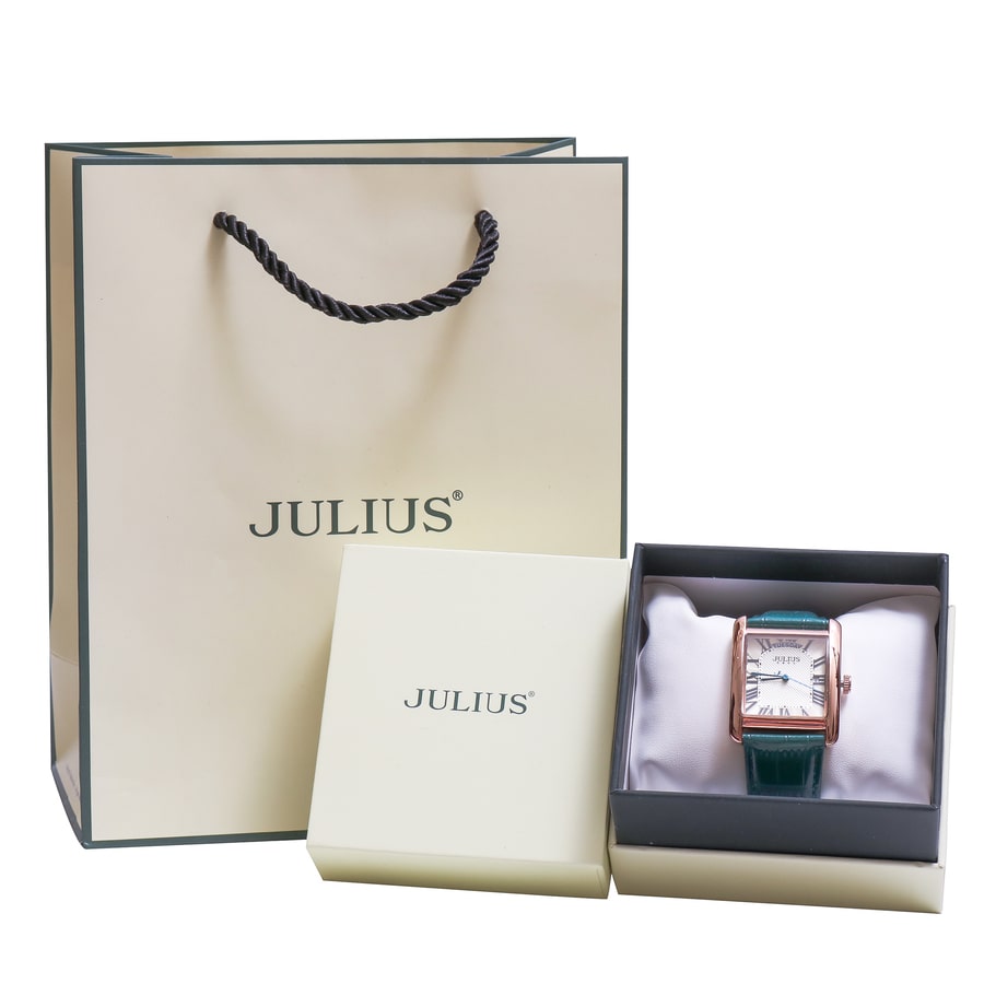 Đồng Hồ Nữ JA-1398B Julius Hàn Quốc Dây Da (Xanh)