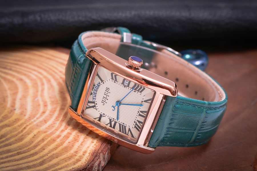 Đồng Hồ Nữ JA-1398B Julius Hàn Quốc Dây Da (Xanh)
