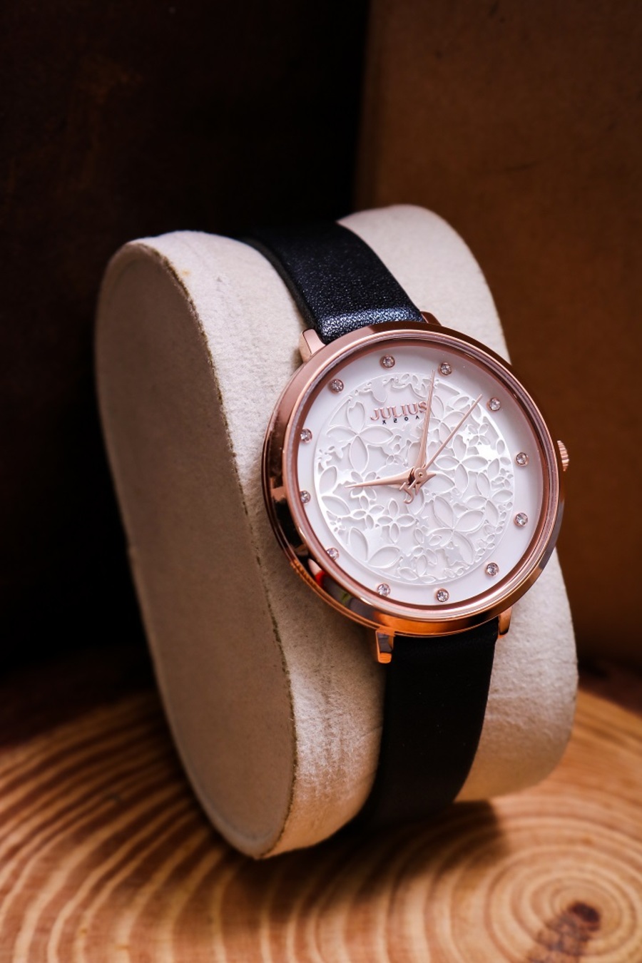 Đồng Hồ Nữ JA-1400A Julius Hàn Quốc Dây Da (Đen)