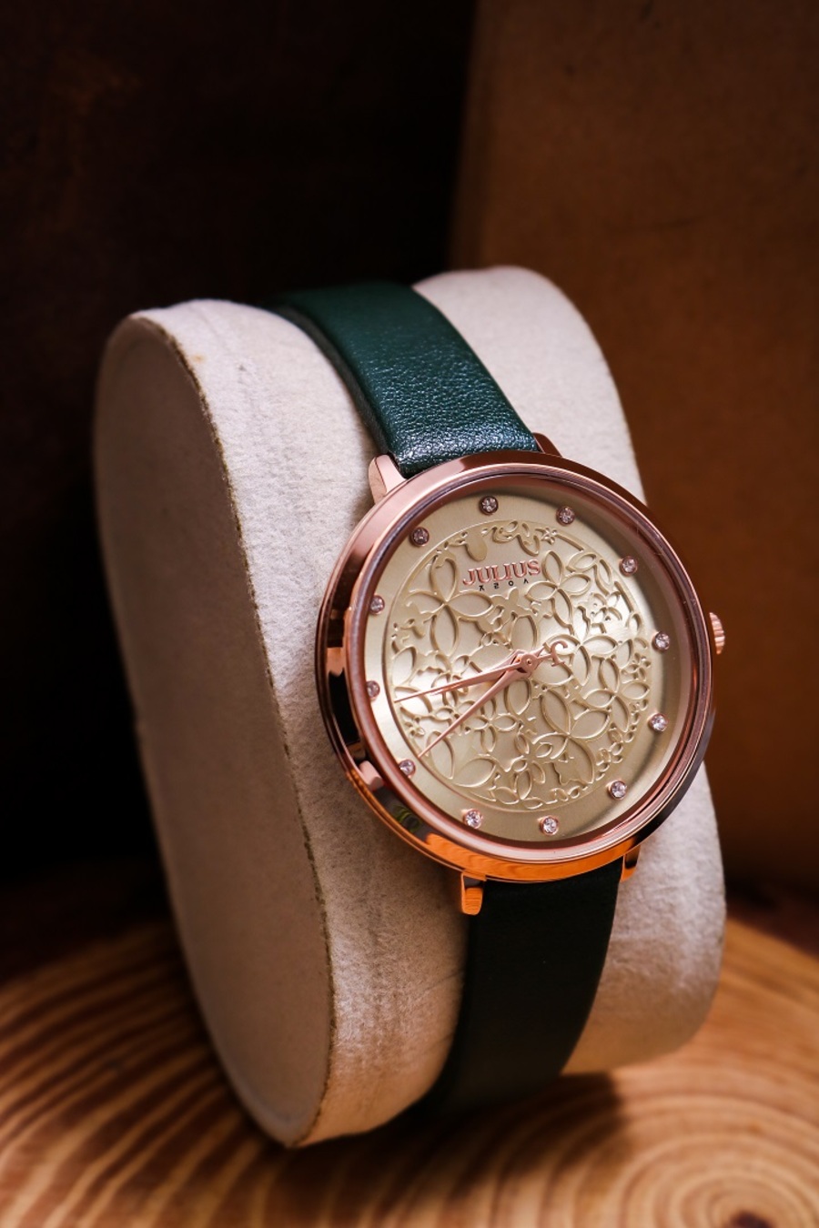 Đồng Hồ Nữ JA-1400C Julius Hàn Quốc Dây Da (Xanh Rêu)
