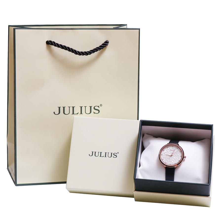 Đồng Hồ Nữ JA-1400A Julius Hàn Quốc Dây Da (Đen)