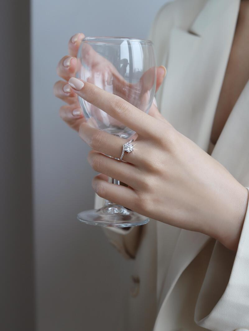 Nhẫn ESME ES290AS Kim Cương Đá Moissanite Bạc 925 Xi Kim 5 lớp (2 MẪU)