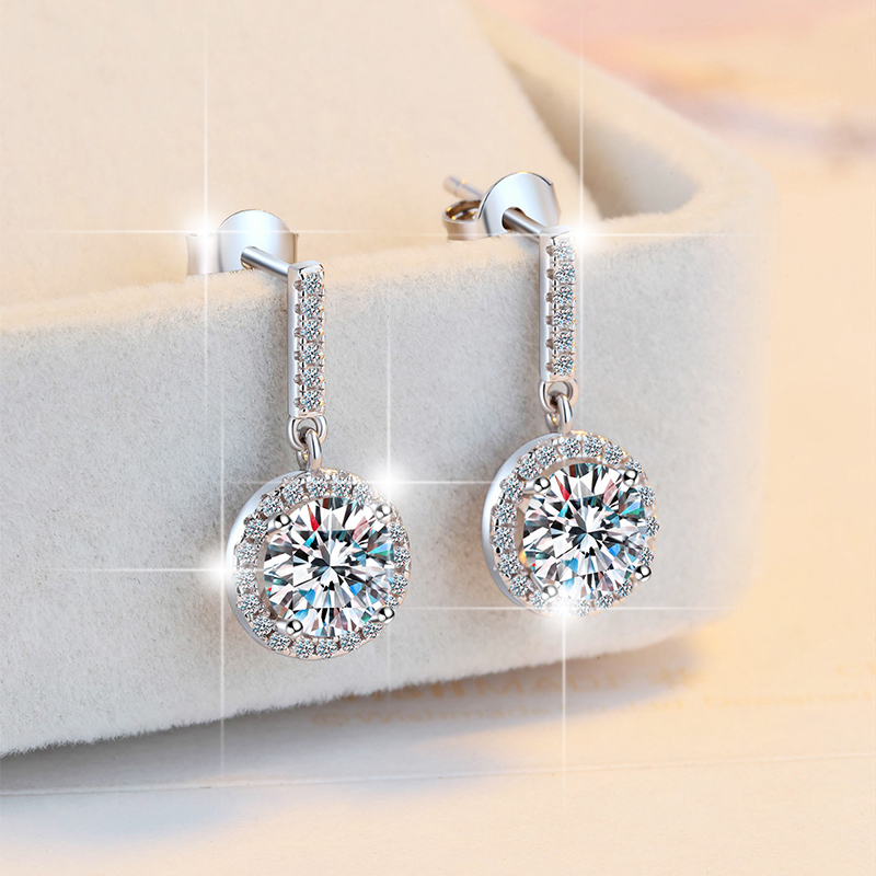 Bông Tai ESME ES293 Kim Cương Đá Moissanite Bạc 925 Xi Kim 5 lớp (2 MẪU)