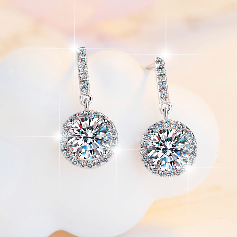Bông Tai ESME ES293 Kim Cương Đá Moissanite Bạc 925 Xi Kim 5 lớp (2 MẪU)