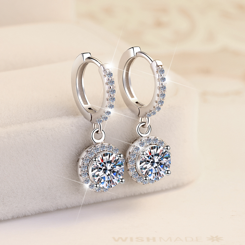 Bông Tai ESME ES293ES Kim Cương Đá Moissanite Bạc 925 Xi Kim 5 lớp