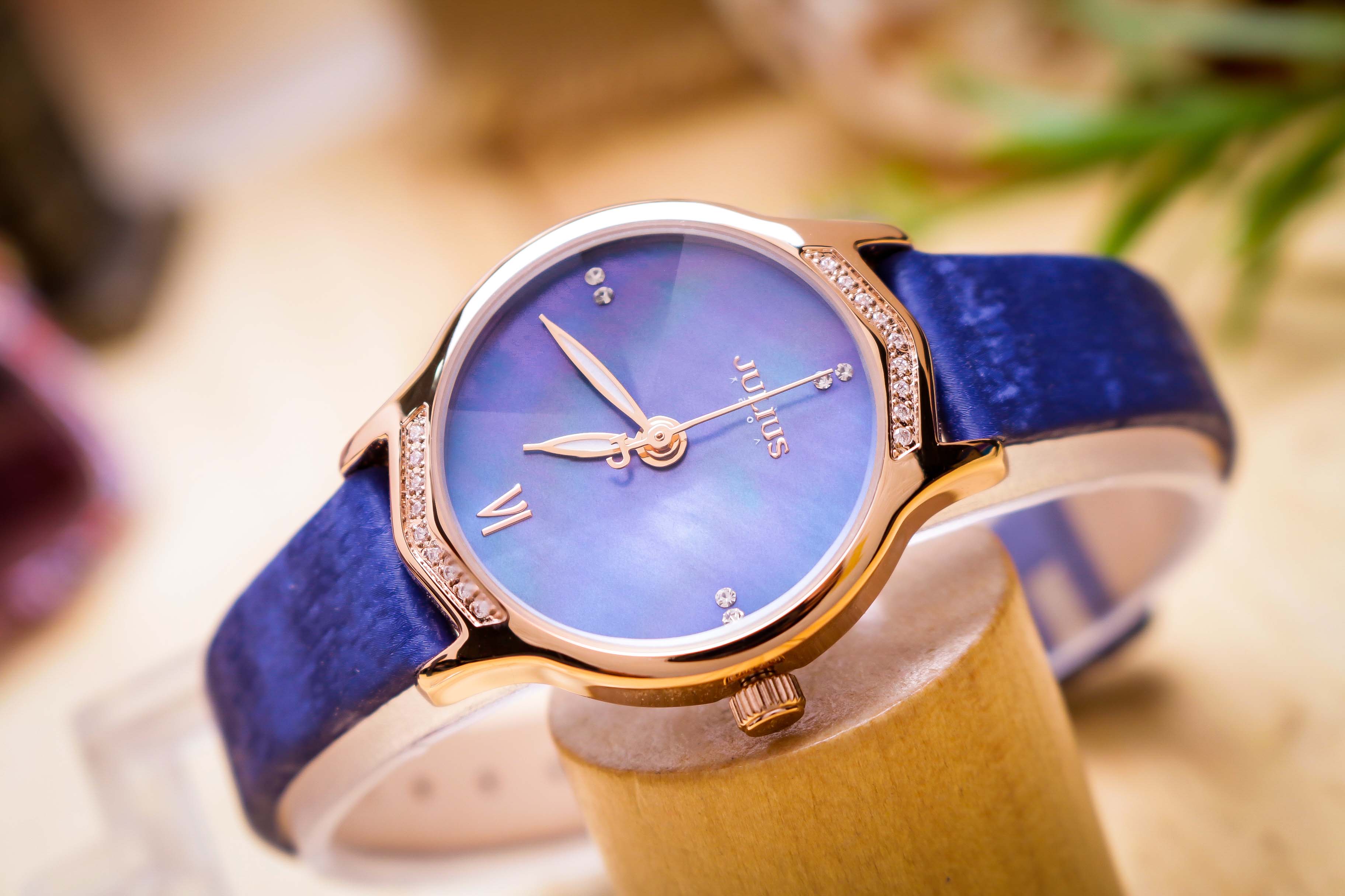 Đồng Hồ Nữ JA-1155D Julius Hàn Quốc Dây Da (Xanh)