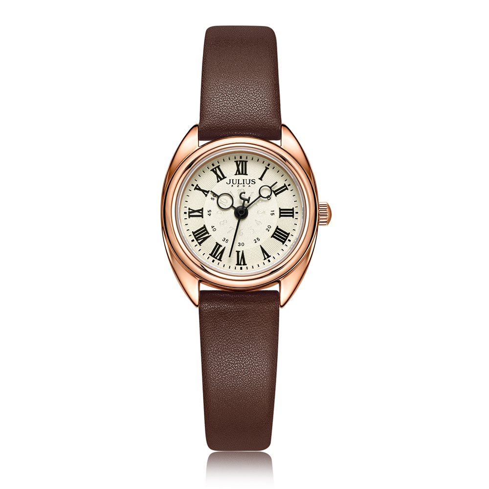 Đồng Hồ Nữ JA-1402D Julius Hàn Quốc Dây Da (Nâu)