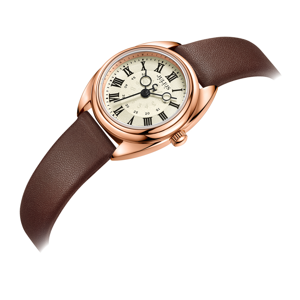 Đồng Hồ Nữ JA-1402D Julius Hàn Quốc Dây Da (Nâu)