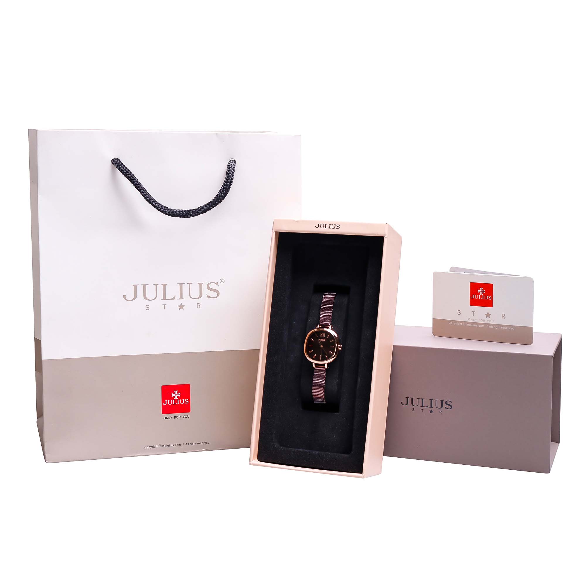 Đồng Hồ Nữ JS-024B Kính Sapphire Julius Star Dây Nam Châm (2 Màu)