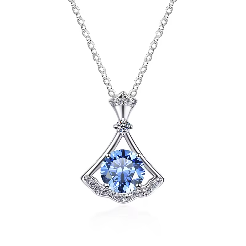 Dây Chuyền ESME ESHK037B Kim Cương Đá Moissanite Bạc 925 Xi Kim 5 lớp
