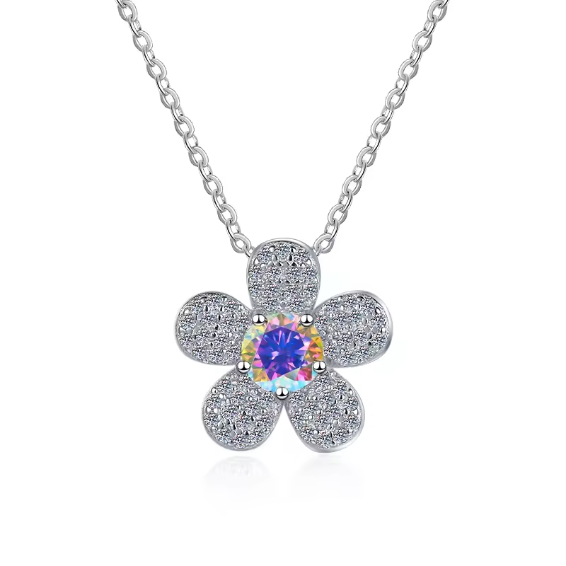 Dây Chuyền ESME ESHK038B Kim Cương Đá Moissanite Bạc 925 Xi Kim 5 lớp