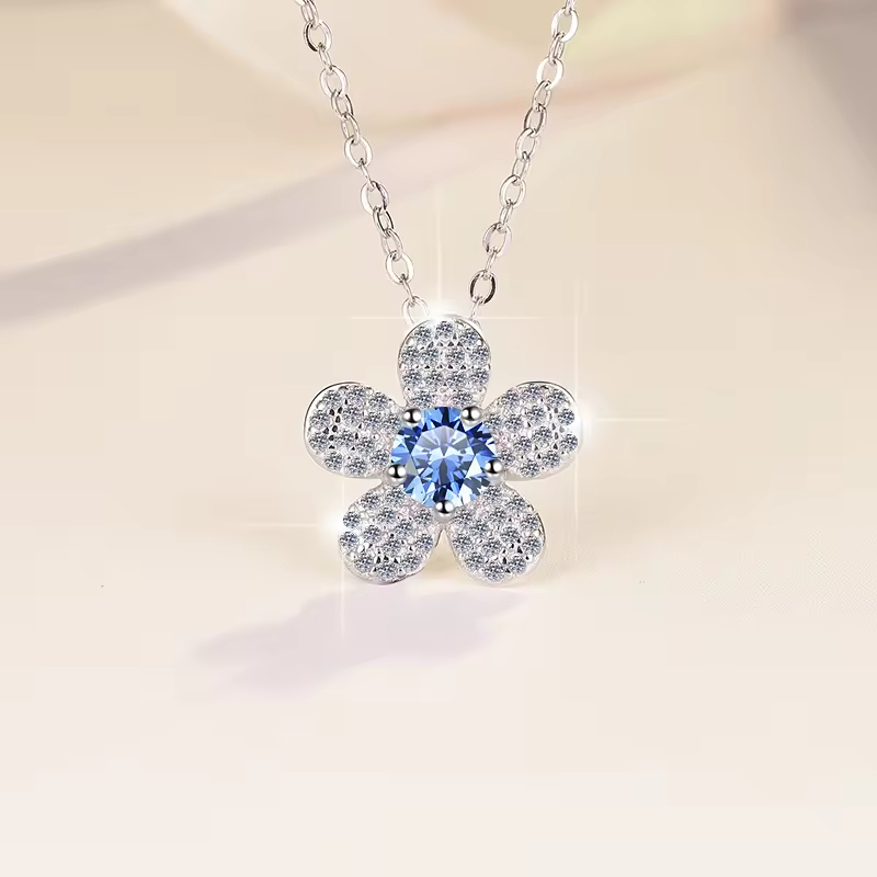 Dây Chuyền ESME ESHK038B Kim Cương Đá Moissanite Bạc 925 Xi Kim 5 lớp