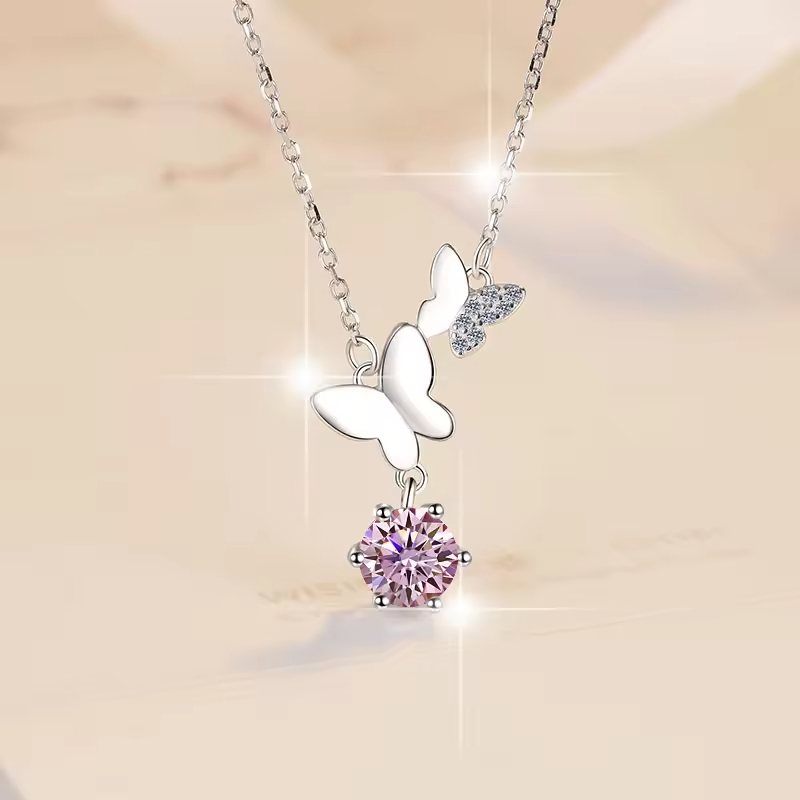 Dây Chuyền ESME ESHK079B Kim Cương Đá Moissanite Bạc 925 Xi Kim 5 lớp