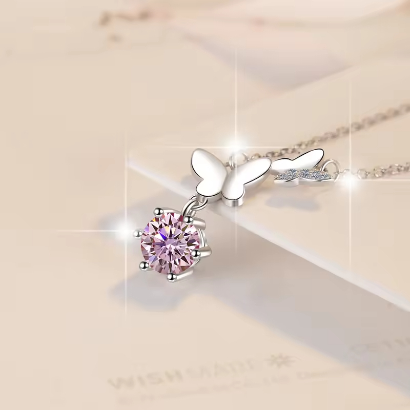 Dây Chuyền ESME ESHK079B Kim Cương Đá Moissanite Bạc 925 Xi Kim 5 lớp