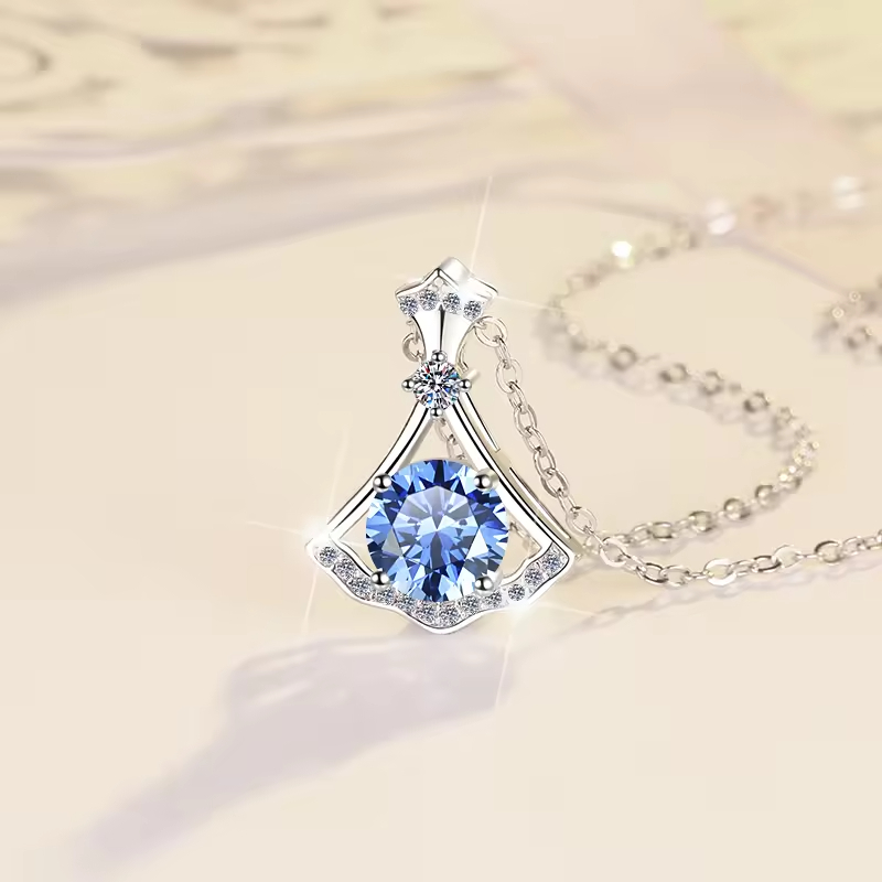 Dây Chuyền ESME ESHK037B Kim Cương Đá Moissanite Bạc 925 Xi Kim 5 lớp