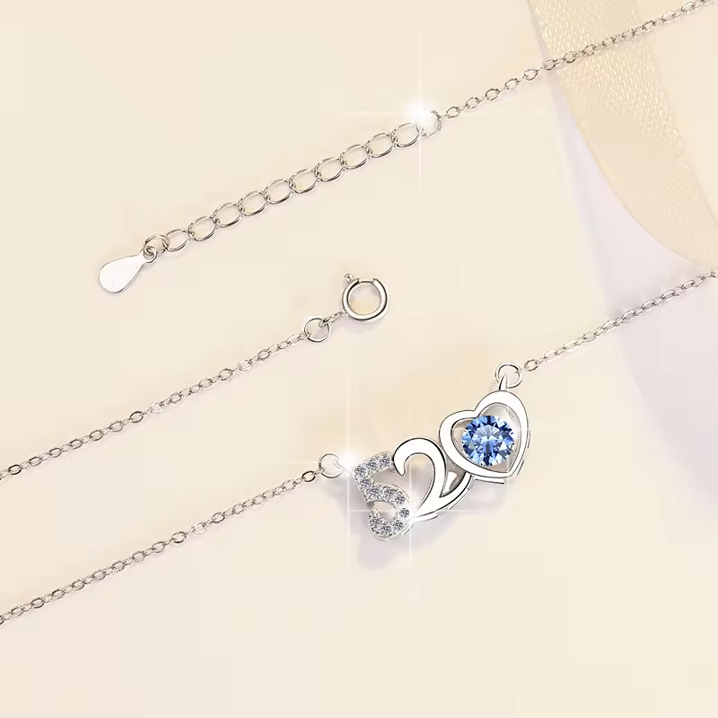 Dây Chuyền ESME ESHK040B Kim Cương Đá Moissanite Bạc 925 Xi Kim 5 lớp