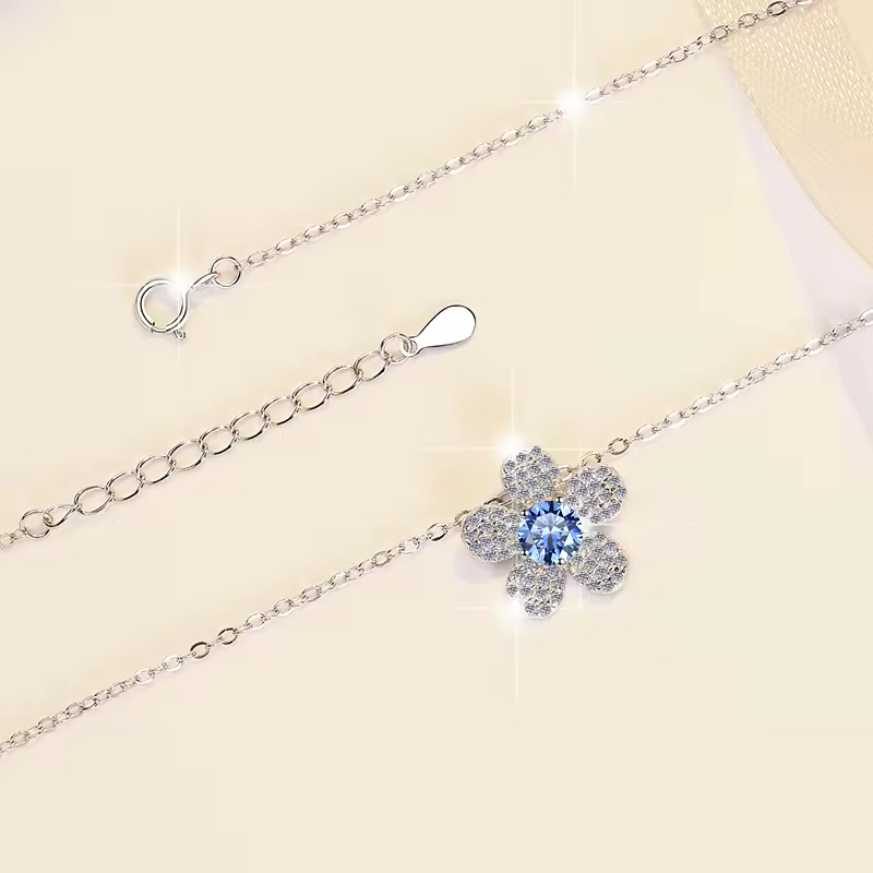 Dây Chuyền ESME ESHK038B Kim Cương Đá Moissanite Bạc 925 Xi Kim 5 lớp
