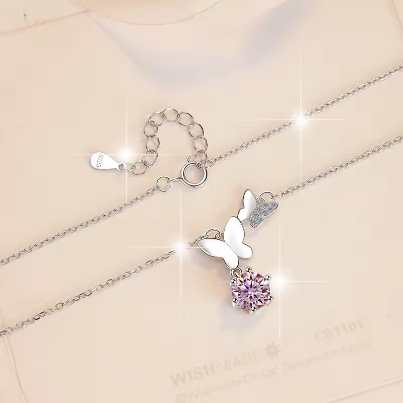 Dây Chuyền ESME ESHK079B Kim Cương Đá Moissanite Bạc 925 Xi Kim 5 lớp