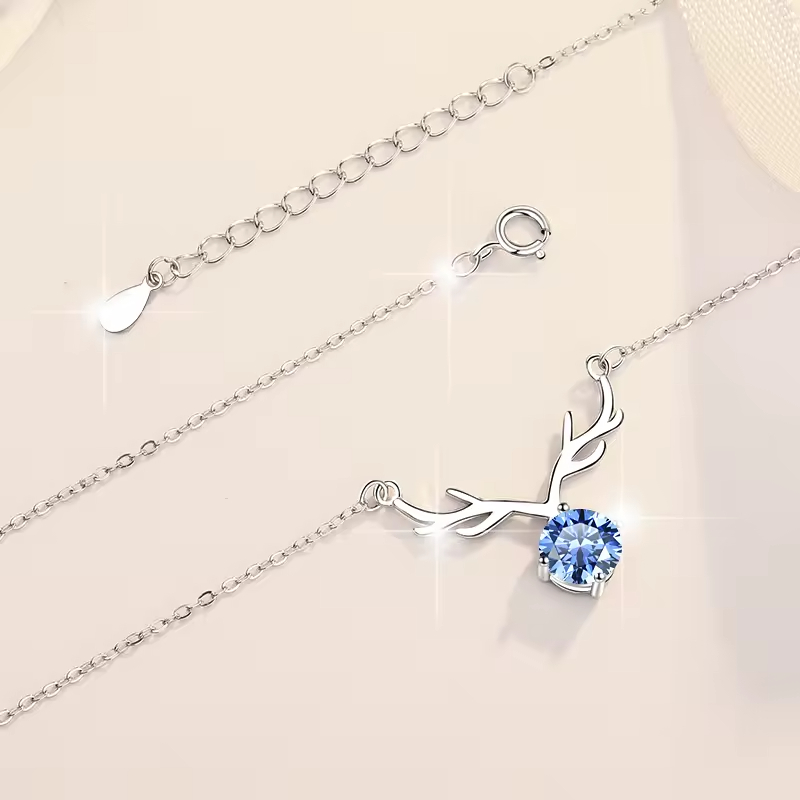 Dây Chuyền ESME ESHK048B Kim Cương Đá Moissanite Bạc 925 Xi Kim 5 lớp