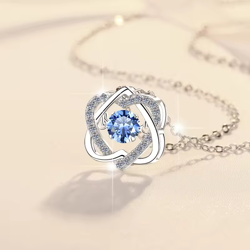 Dây Chuyền ESME ESHK047B Kim Cương Đá Moissanite Bạc 925 Xi Kim 5 lớp