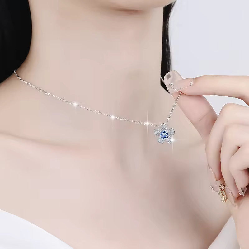 Dây Chuyền ESME ESHK038B Kim Cương Đá Moissanite Bạc 925 Xi Kim 5 lớp