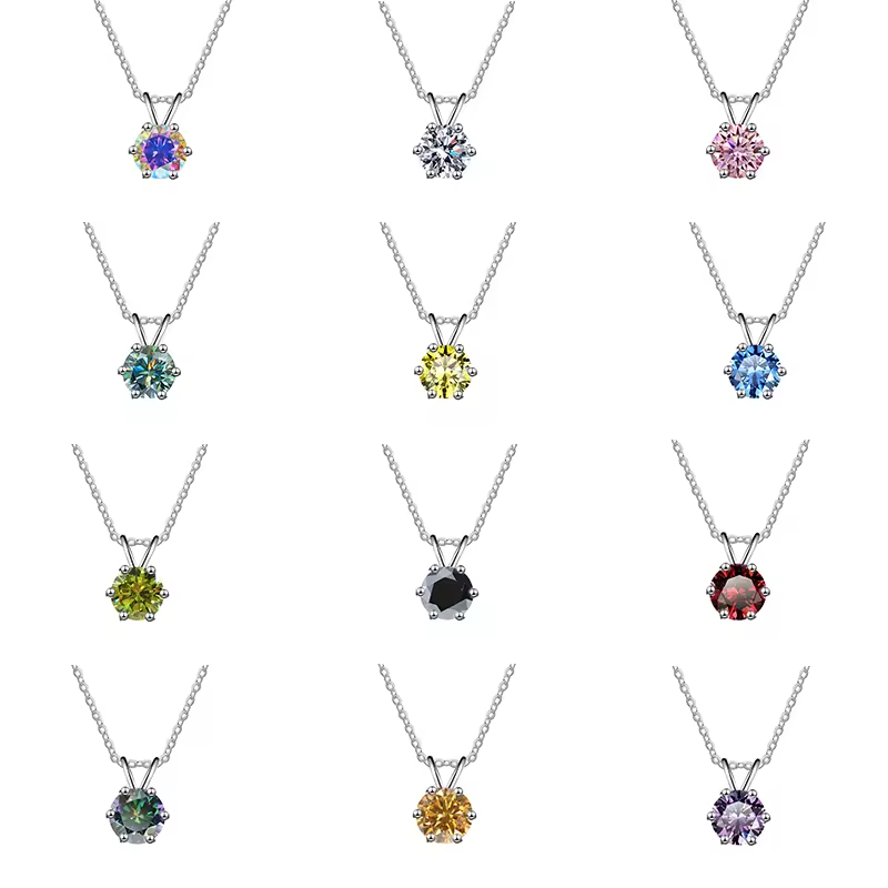 Dây Chuyền ESME ESHK010B Kim Cương Đá Moissanite Bạc 925 Xi Kim 5 lớp