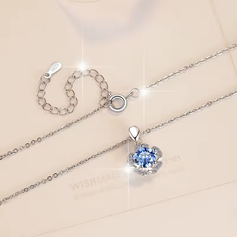 Dây Chuyền ESME ESHK076B Kim Cương Đá Moissanite Bạc 925 Xi Kim 5 lớp