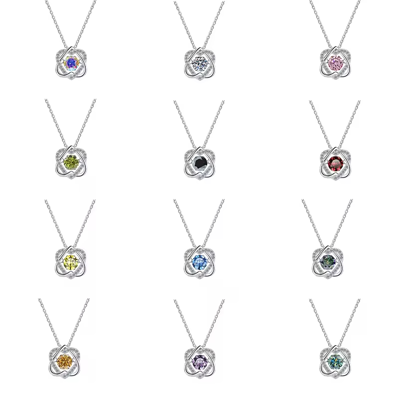 Dây Chuyền ESME ESHK047B Kim Cương Đá Moissanite Bạc 925 Xi Kim 5 lớp