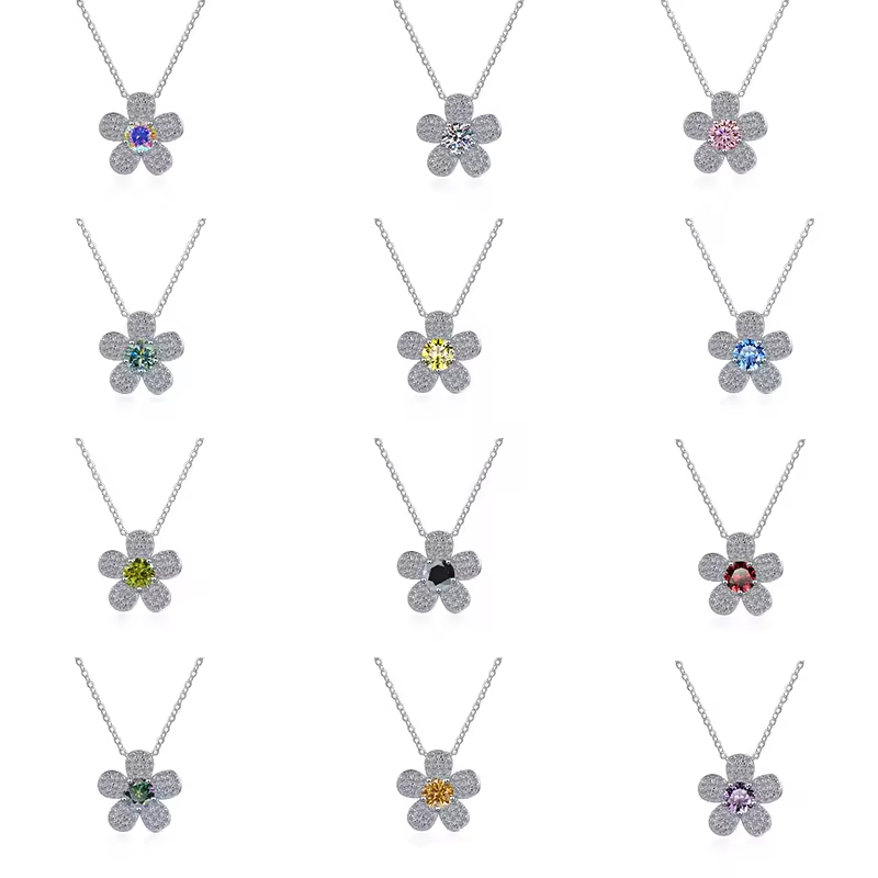Dây Chuyền ESME ESHK038B Kim Cương Đá Moissanite Bạc 925 Xi Kim 5 lớp
