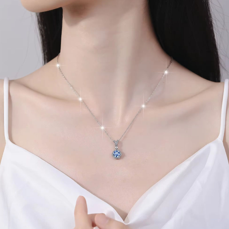 Dây Chuyền ESME ESHK035B Kim Cương Đá Moissanite Bạc 925 Xi Kim 5 lớp