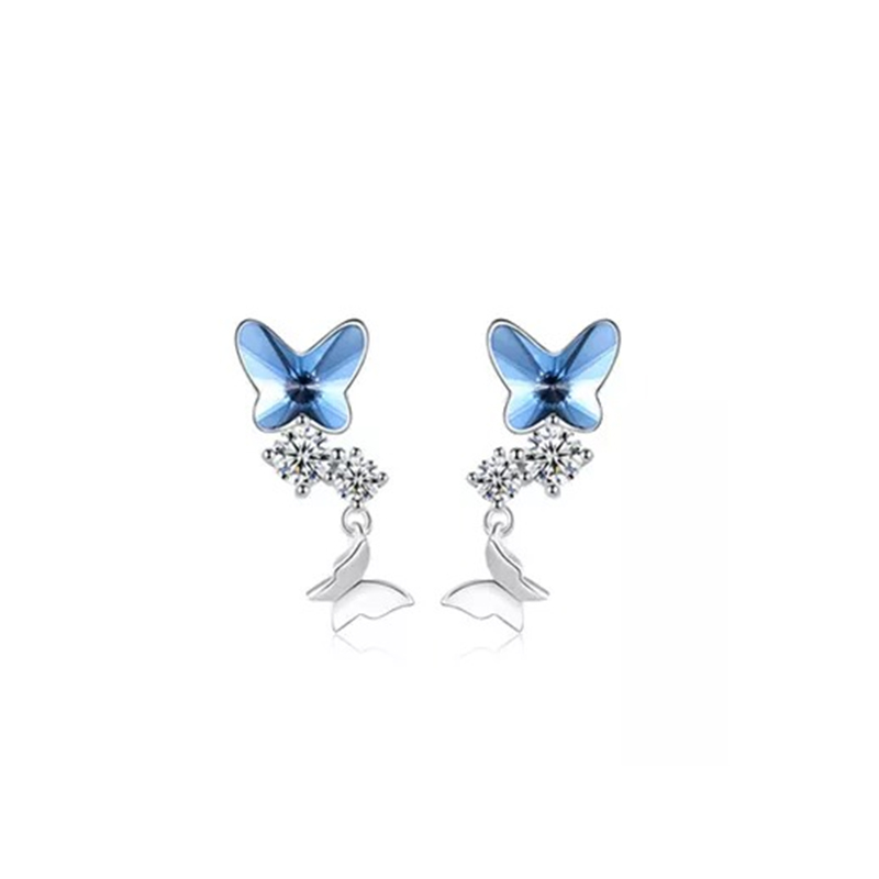 Bông Tai Cao Cấp ESME ES037 Bạc 925 kết hợp đá Swarovski (Xanh)