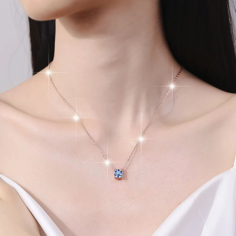 Dây Chuyền ESME ESHK019B Kim Cương Đá Moissanite Bạc 925 Xi Kim 5 lớp