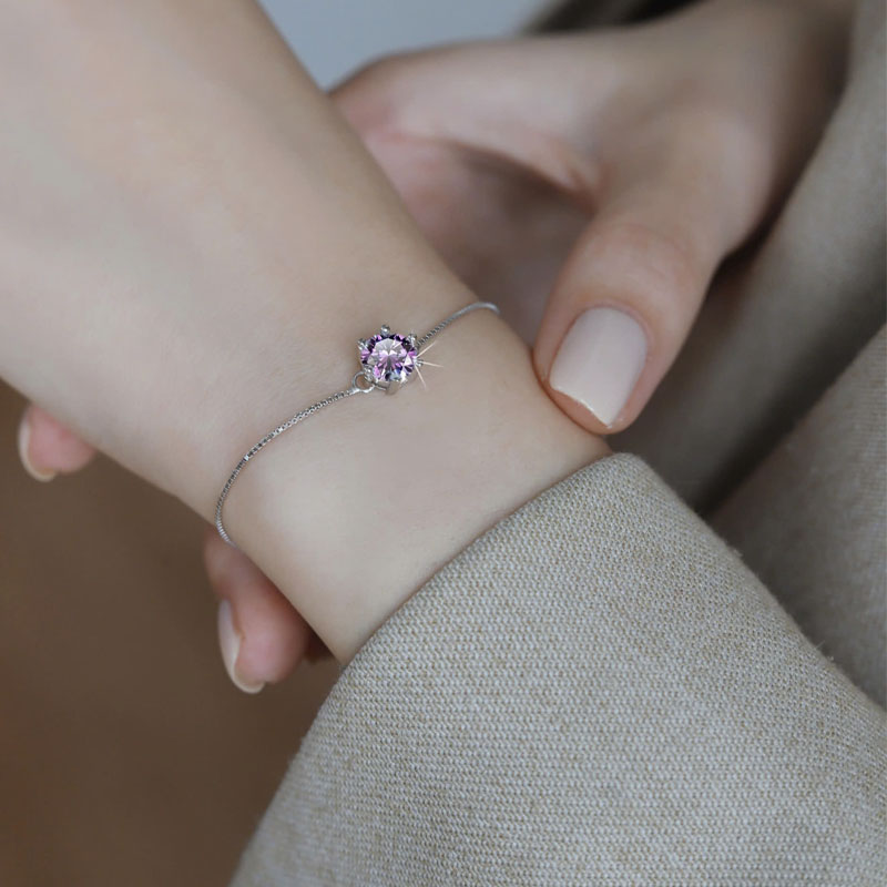 Vòng Tay ESME ESSL004C Kim Cương Đá Moissanite Bạc 925 Xi Kim 5 lớp