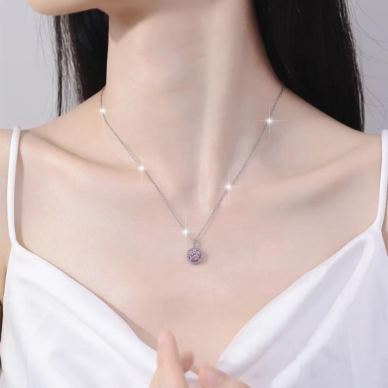 Dây Chuyền ESME ESHK065B Kim Cương Đá Moissanite Bạc 925 Xi Kim 5 lớp