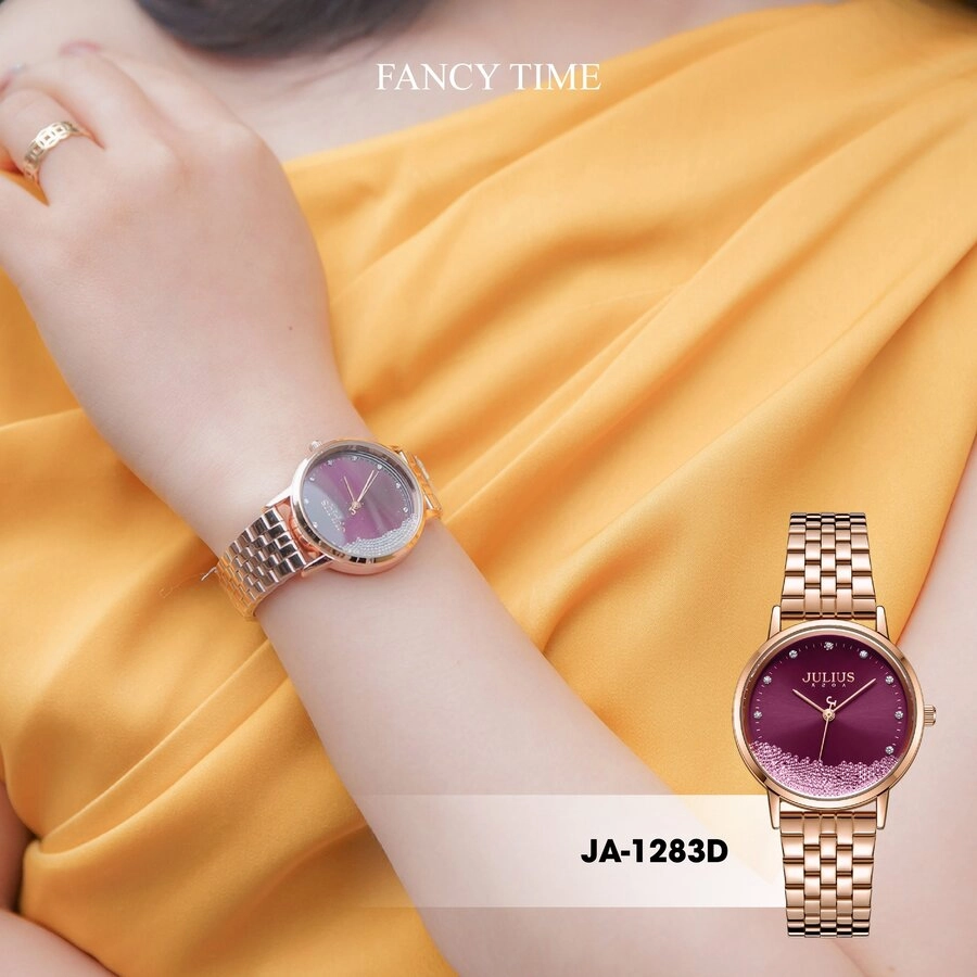 Combo Đồng Hồ Nữ  JA-1283 Julius Hàn Quốc Dây Thép + ESME ES119