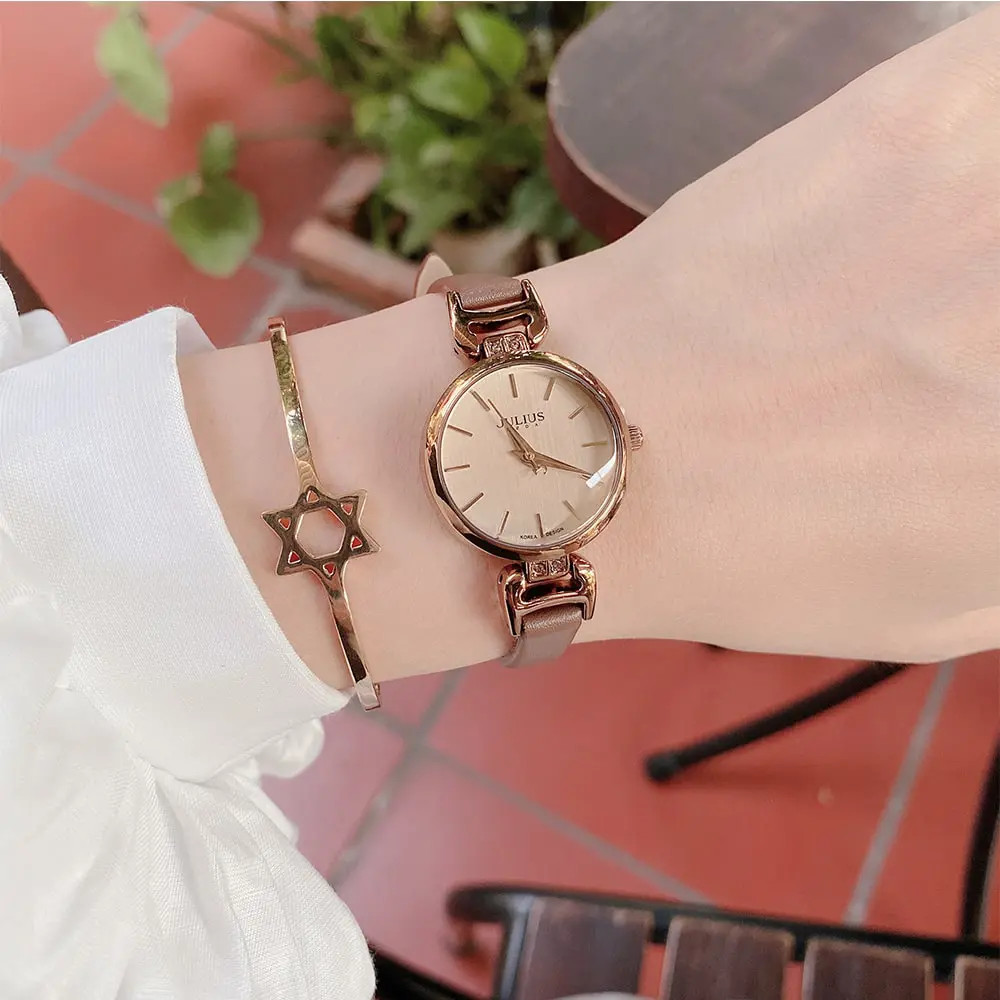 Đồng Hồ Nữ JA-925E Julius Hàn Quốc Dây Da (Nâu)