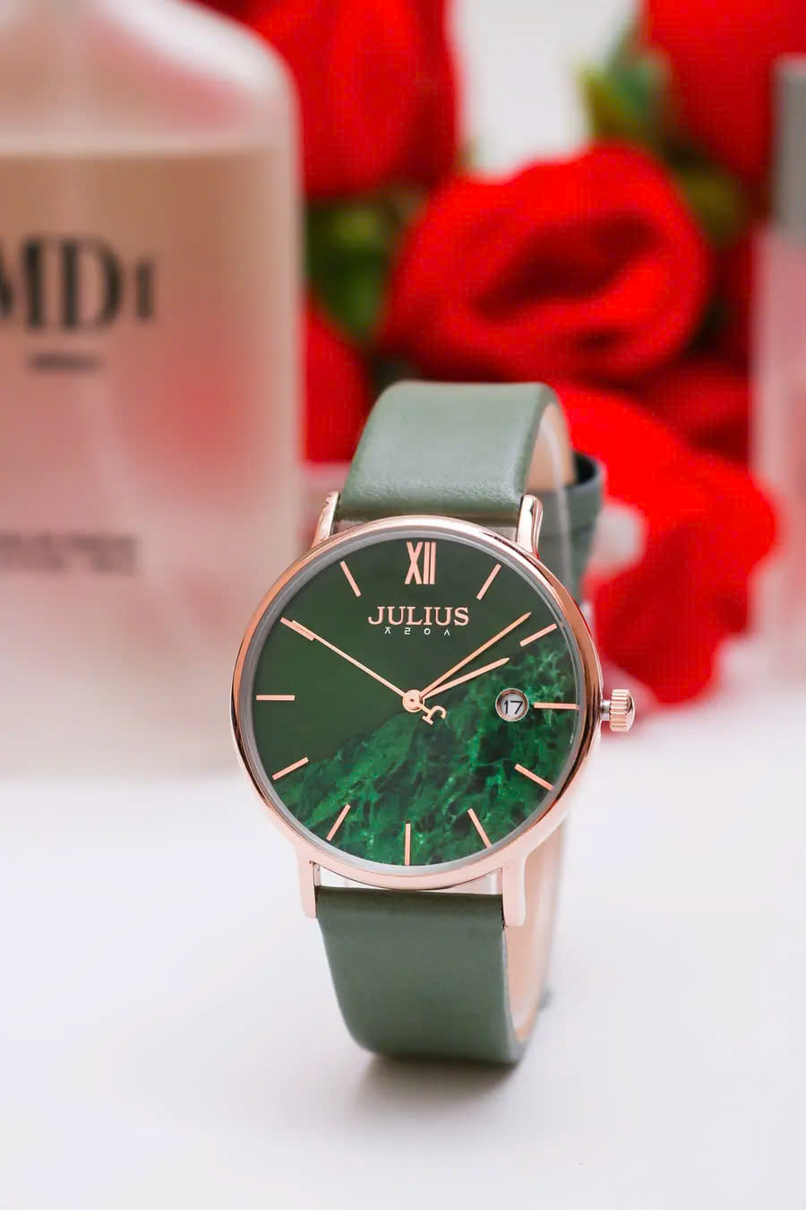 Đồng Hồ Nữ JA-1312DJulius Hàn Quốc Dây Da ( Xanh)